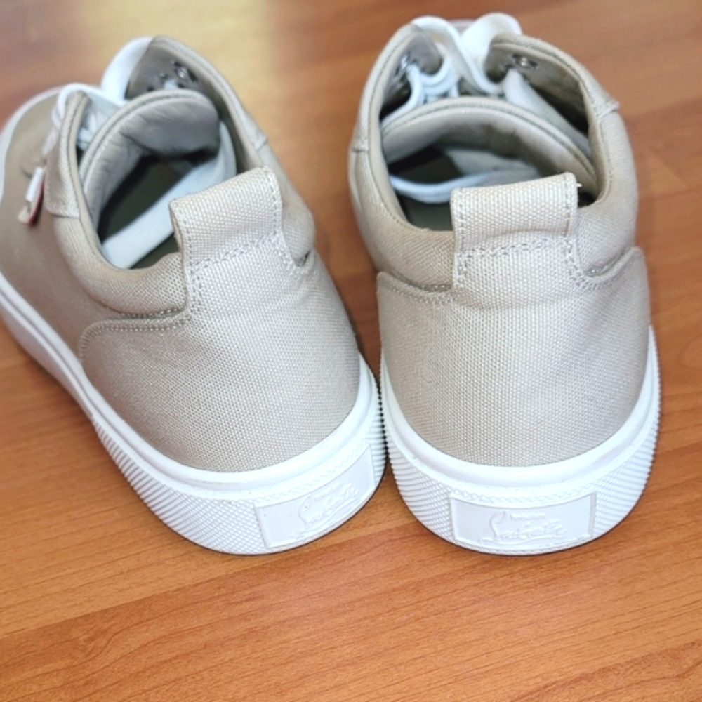 Christian Louboutin Sneakers Simplerui Flat Beigebianco Platform Canvas Low Top - Picture 12 of 12